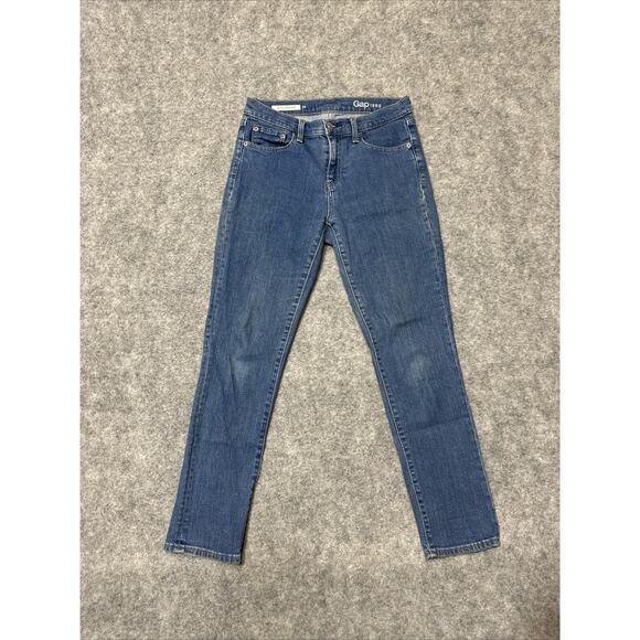 Gap 1969 Girlfriend Women's Straight Jeans Size 26 Blue Medium Wash Denim - Picture 1 of 11